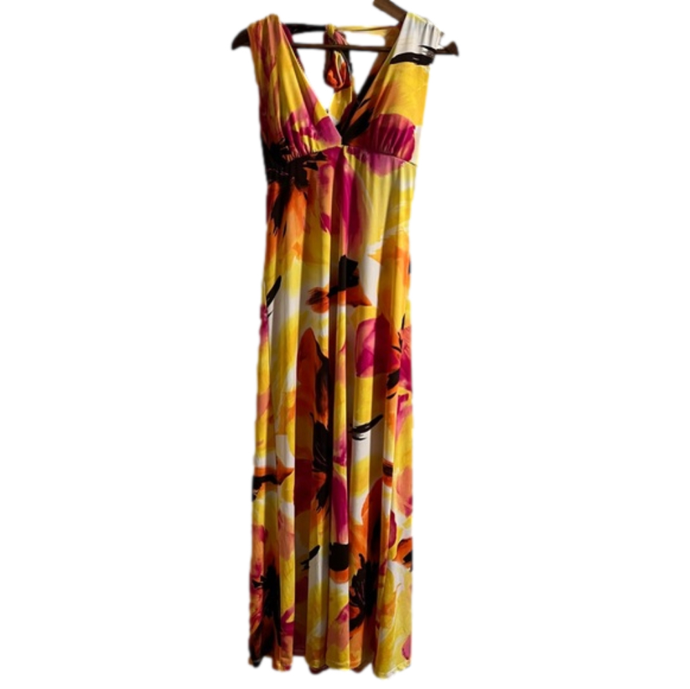Candie’s Multicolor Sleeveless Long Maxi Dress with Tie Back. Size Medium